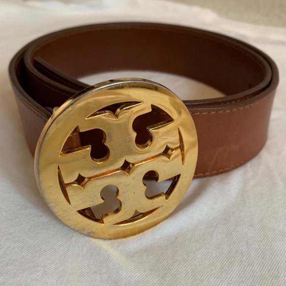 Tory Burch Logo Belt in Tan - Picture 1 of 7